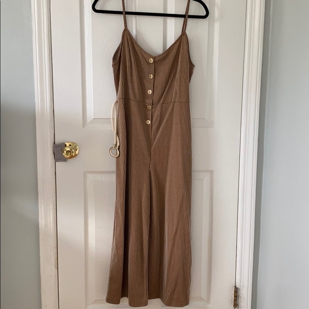 Tan Striped Jumpsuit